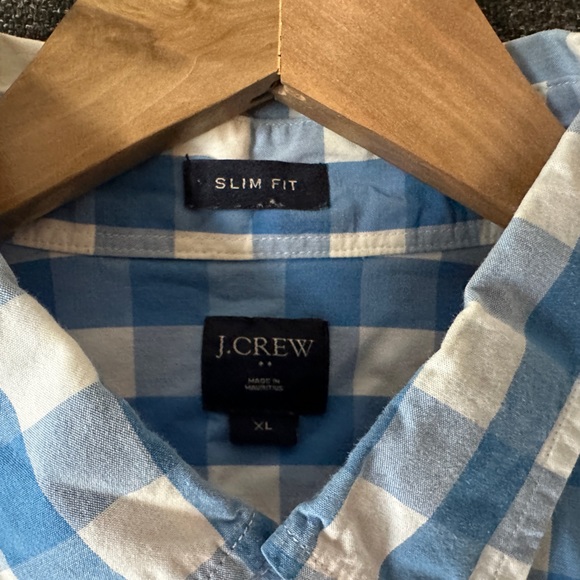 J. Crew Blue Gingham Slim Fit Size XL Casual Shirt - Picture 6 of 7